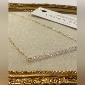 Herkimer Diamond Bar Necklace | Raw Stone Necklace